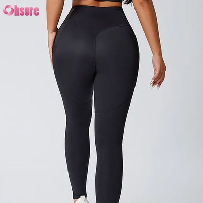 Venda por atacado Nylon Spandex cintura alta ginástica calças de yoga calça de levantamento traseiro treino de fitness apertado calças de salto com elástico