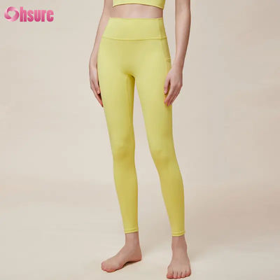 Calças de ioga femininas de alta qualidade com secagem rápida, nova moda, leggings de ginástica com padrão sólido para treino de fitness