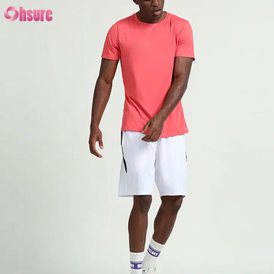 Roupa de Treino Personalizada Verão Cor Sólida Camisetas Masculinas de Manga Curta Corrida Fitness Ao Ar Livre Basquete Esportes para Homens