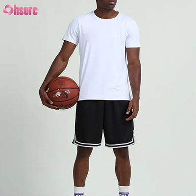 Roupa de Treino Personalizada Verão Cor Sólida Camisetas Masculinas de Manga Curta Corrida Fitness Ao Ar Livre Basquete Esportes para Homens