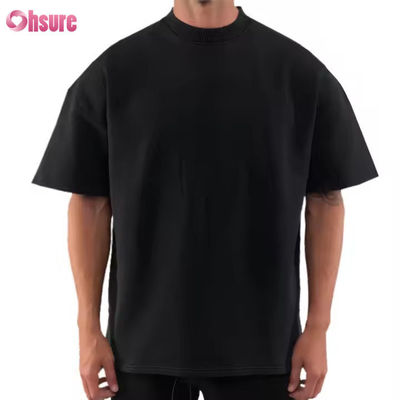 250-300gm Drop Shoulder Gráfico T-shirt de peso pesado de luxo em branco algodão pesado roupas de rua caixinha de tamanho grande camiseta personalizada masculina