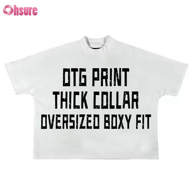 250-300gm Drop Shoulder Gráfico T-shirt de peso pesado de luxo em branco algodão pesado roupas de rua caixinha de tamanho grande camiseta personalizada masculina