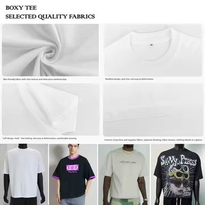 250-300gm Drop Shoulder Gráfico T-shirt de peso pesado de luxo em branco algodão pesado roupas de rua caixinha de tamanho grande camiseta personalizada masculina