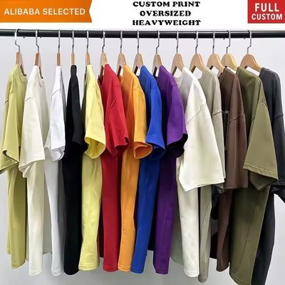 250-300gm Drop Shoulder Gráfico T-shirt de peso pesado de luxo em branco algodão pesado roupas de rua caixinha de tamanho grande camiseta personalizada masculina