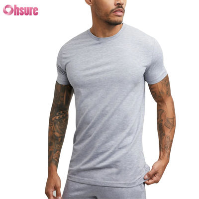 Atacado Camiseta de Ginástica Camiseta Esportiva Masculina Personalizada - 100% Algodão, Mistura de Elastano, Roupa Casual para Corrida e Academia, Manga Curta