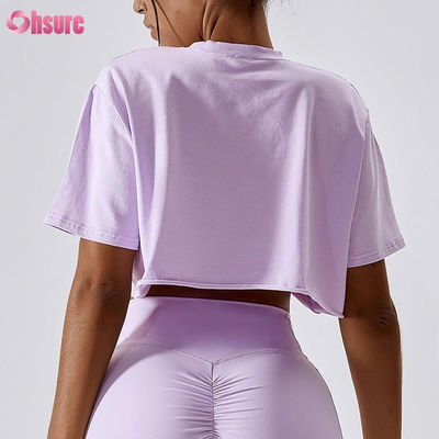 OEM Personalizado Oversized Crop Top Feminino T-Shirt Alta Elasticidade Crop Top Tshirt Tops Brancos para Mulheres