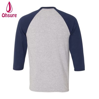 Camisa de treino de manga de três quartos Tops de algodão Casual Tees O-Neck Homens T-Shirt de duas cores Patchwork Sport T-Shirt