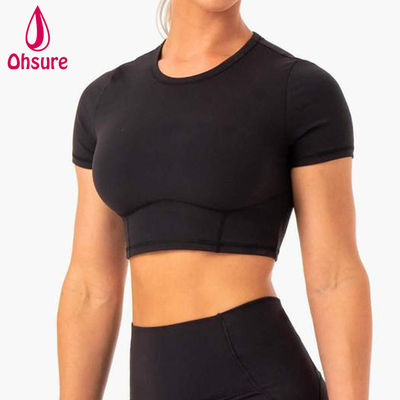 2 peças Tops Camiseta justa Mulheres Fitness Ginásio Yoga Cropped Mulheres Tshirt Atacado Logotipo Personalizado Macio Secagem Rápida Esportes 50-100 peças