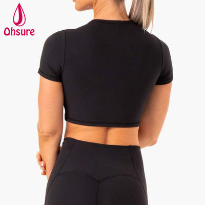 2 peças Tops Camiseta justa Mulheres Fitness Ginásio Yoga Cropped Mulheres Tshirt Atacado Logotipo Personalizado Macio Secagem Rápida Esportes 50-100 peças
