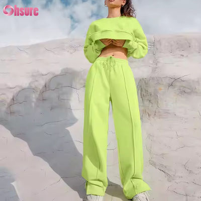 Novos Casual Sport Gym Jogger Jogging Solid Color Outono Inverno Camisa e Calça Calças de duas peças Trajes para mulheres