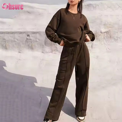 Novos Casual Sport Gym Jogger Jogging Solid Color Outono Inverno Camisa e Calça Calças de duas peças Trajes para mulheres