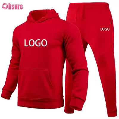 Homens personalizados Hoodies e Jogger Sets Logotipo sólido Brown Sweatsuit Unisex algodão solto com nervuras Traje Unisex