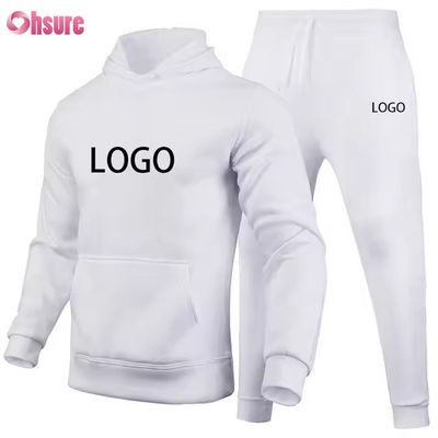Homens personalizados Hoodies e Jogger Sets Logotipo sólido Brown Sweatsuit Unisex algodão solto com nervuras Traje Unisex