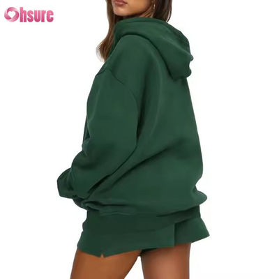 Venda por atacado Feminino Suéter de Grande Tamanho e Camisola de Capuz Conjunto de 2 Peças Camisola de Capuz Tração Traje Logotipo personalizado