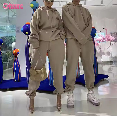 Trajes de moda de alta qualidade Hoodies Casual Joggers Sets Custom Trajes de lã Mulheres Homens Unisex Hoodie 2 peças