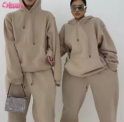 Trajes de moda de alta qualidade Hoodies Casual Joggers Sets Custom Trajes de lã Mulheres Homens Unisex Hoodie 2 peças
