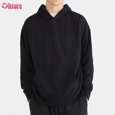 Moletom casual com capuz e bolso em algodão French Terry para homens, primavera e outono, atacado