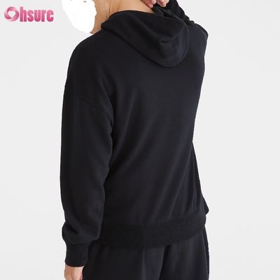Moletom casual com capuz e bolso em algodão French Terry para homens, primavera e outono, atacado