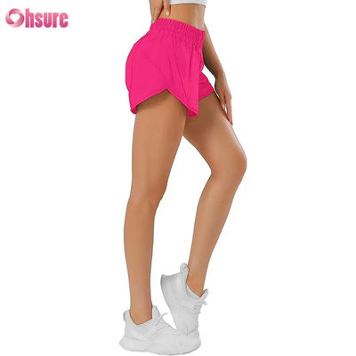 Moda Mulheres Secagem Rápida Desenho de cordas Desenho de calções desportivos com fechadura de bolso Ginásio de fitness calções de yoga