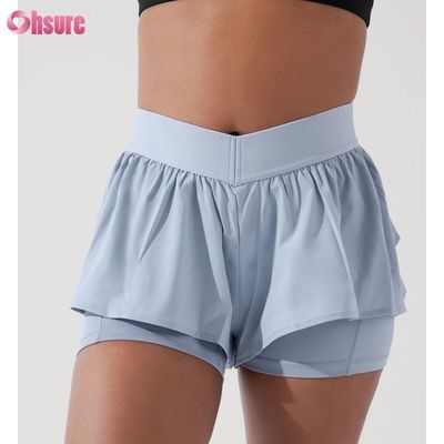 Custom Women 2 em 1 Shorts de ginástica Fitness Lining Plus Size Banda elástica Shorts de ginástica de treino para mulheres