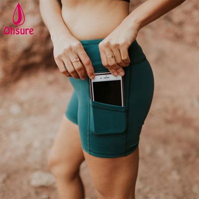 Calças Curtas de Ginástica Personalizadas Shorts de Ciclismo de Treino Femininos Shorts de Fitness Com Bolsos Laterais Shorts de Ciclismo de Cintura Alta para Treino 10-12 dias