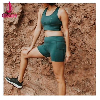 Calças Curtas de Ginástica Personalizadas Shorts de Ciclismo de Treino Femininos Shorts de Fitness Com Bolsos Laterais Shorts de Ciclismo de Cintura Alta para Treino 10-12 dias