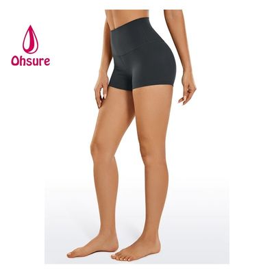 Venda por atacado de calções esportivos de fitness para mulheres Calças de bicicleta de corrida Calças curtas de cintura Calças ativas de yoga Calças curtas de logotipo personalizado Solid Casual Knitting