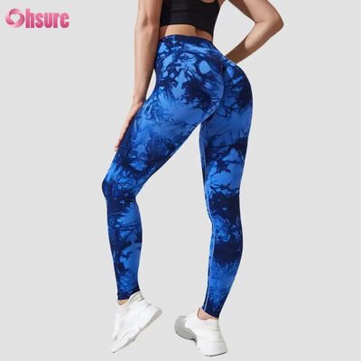 Nova Moda 2024 Calças de Fitness de Cintura Alta Secagem Rápida Calças de Yoga para Corrida Cintura Elástica Ajuste Slim Leggings Esportivas Design Tie Dye