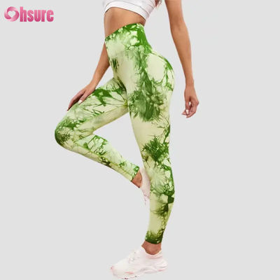 Nova Moda 2024 Calças de Fitness de Cintura Alta Secagem Rápida Calças de Yoga para Corrida Cintura Elástica Ajuste Slim Leggings Esportivas Design Tie Dye