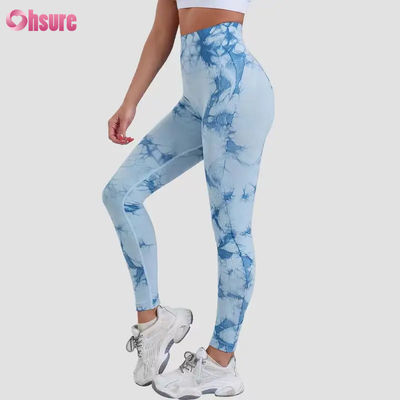 Nova Moda 2024 Calças de Fitness de Cintura Alta Secagem Rápida Calças de Yoga para Corrida Cintura Elástica Ajuste Slim Leggings Esportivas Design Tie Dye