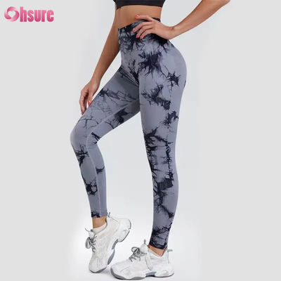 Nova Moda 2024 Calças de Fitness de Cintura Alta Secagem Rápida Calças de Yoga para Corrida Cintura Elástica Ajuste Slim Leggings Esportivas Design Tie Dye