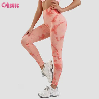 Nova Moda 2024 Calças de Fitness de Cintura Alta Secagem Rápida Calças de Yoga para Corrida Cintura Elástica Ajuste Slim Leggings Esportivas Design Tie Dye