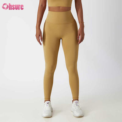Alta cintura Butt-lifting Fitness Yoga Leggings Nude Squatproof Outdoor Ciclismo Calças de corrida Calças de treino amigáveis para a pele