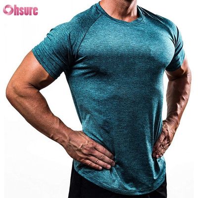 88% Poliéster 12% Elastano 180/210GSM Estampado Tela Fitness Ginásio Vestuário Ativo Casual T-shirt para Homens Tops Esportivos Atacadista