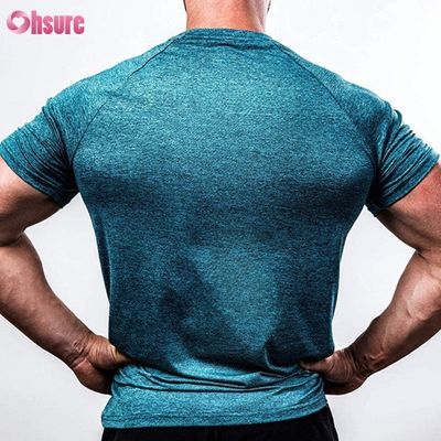 88% Poliéster 12% Elastano 180/210GSM Estampado Tela Fitness Ginásio Vestuário Ativo Casual T-shirt para Homens Tops Esportivos Atacadista