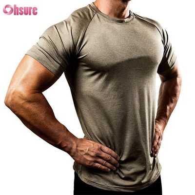 88% Poliéster 12% Elastano 180/210GSM Estampado Tela Fitness Ginásio Vestuário Ativo Casual T-shirt para Homens Tops Esportivos Atacadista
