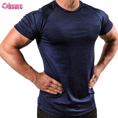 88% Poliéster 12% Elastano 180/210GSM Estampado Tela Fitness Ginásio Vestuário Ativo Casual T-shirt para Homens Tops Esportivos Atacadista