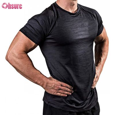 88% Poliéster 12% Elastano 180/210GSM Estampado Tela Fitness Ginásio Vestuário Ativo Casual T-shirt para Homens Tops Esportivos Atacadista