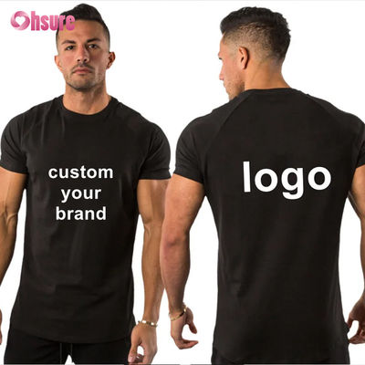 95% algodão 5% Spandex Logotipo Privado Personalizado Roupa de Ginástica Fitness Vestuário Em Branco Simples Camiseta Masculina Esporte