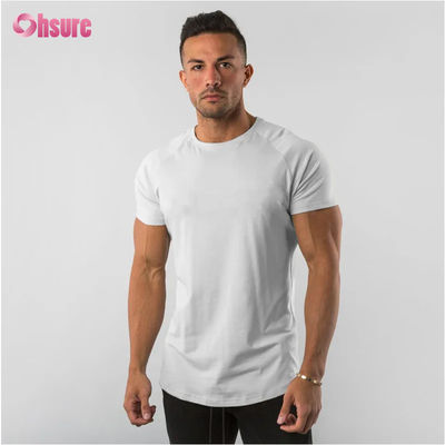 95% algodão 5% Spandex Logotipo Privado Personalizado Roupa de Ginástica Fitness Vestuário Em Branco Simples Camiseta Masculina Esporte