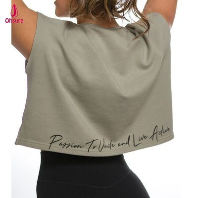 Moda personalizada Feminino T-Shirt Manga curta Yoga Vestido Feminino Ginásio Correndo Tops de Crop Jersey Vestuário Desportivo Impressão Casual Padrão Tricoteado