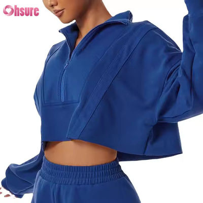 Novas caldeiras esportivas casual de colarinho solto superior personalizado mulheres correndo suéter fitness com capuz