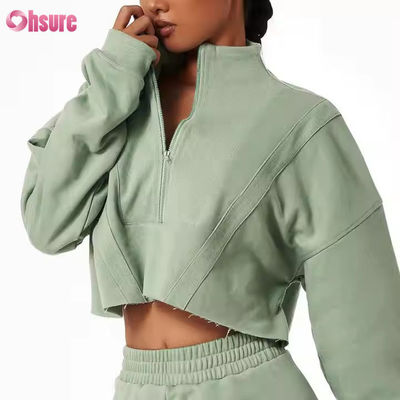 Novas caldeiras esportivas casual de colarinho solto superior personalizado mulheres correndo suéter fitness com capuz