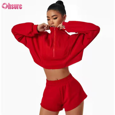 Novas caldeiras esportivas casual de colarinho solto superior personalizado mulheres correndo suéter fitness com capuz