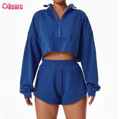 Novas caldeiras esportivas casual de colarinho solto superior personalizado mulheres correndo suéter fitness com capuz