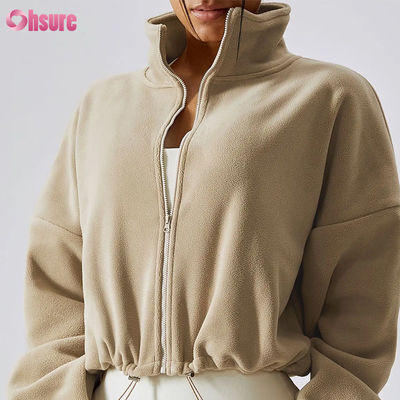 Custom Logo de alta qualidade Suporte Top Hoodie Mulheres Fitness Vestuário Desportivo Outono Manga Longa Velocidade Quente Full Zip Crop Hoodies