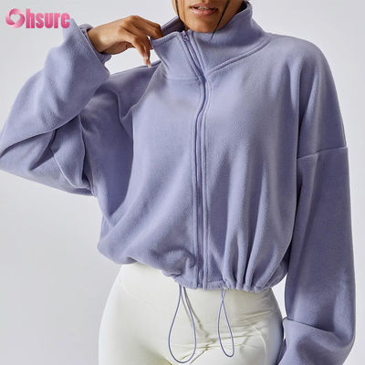 Custom Logo de alta qualidade Suporte Top Hoodie Mulheres Fitness Vestuário Desportivo Outono Manga Longa Velocidade Quente Full Zip Crop Hoodies