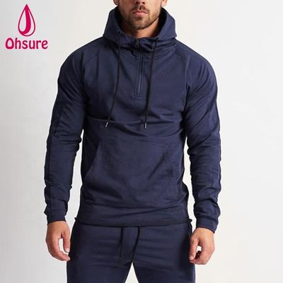 Moletom esportivo masculino do fabricante, com capuz, quente para o inverno, para corrida e fitness, com zíper e design estampado
