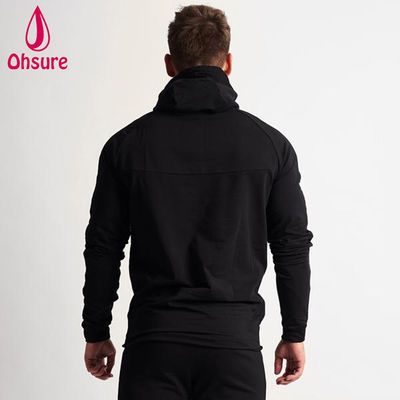 Moletom esportivo masculino do fabricante, com capuz, quente para o inverno, para corrida e fitness, com zíper e design estampado