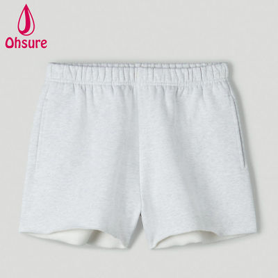 Wholesale Logotipo personalizado Calças curtas de suor de cintura alta Calças curtas de treino de ginástica feminina Calças curtas de treino de ginástica cintura alta bolsos de insemes soltos